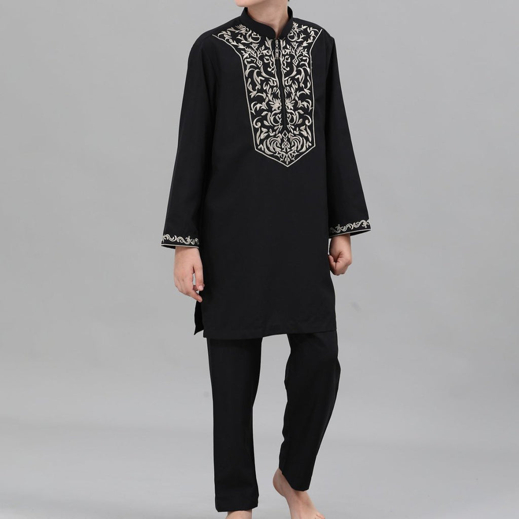 Boys Black Embroidered Tunic & Pants Set (MKB021) La Vie Bien Boys Black Embroidered Tunic & Pants Set (MKB021)