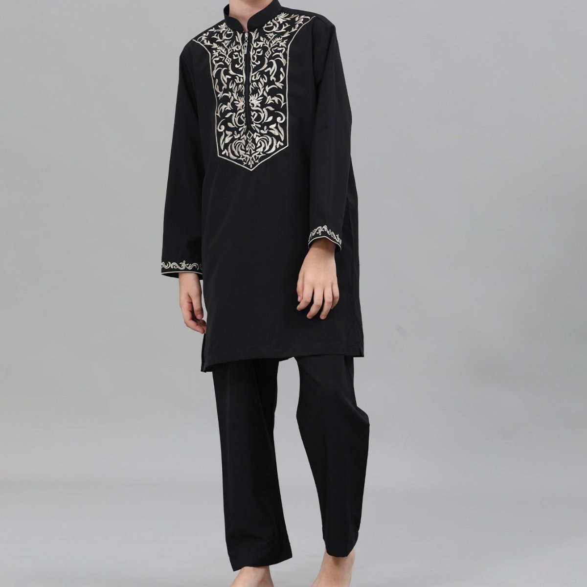 Boys Black Embroidered Tunic & Pants Set (MKB021) La Vie Bien Boys Black Embroidered Tunic & Pants Set (MKB021)