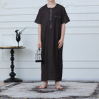 Boys' Embroidered Thobe with Zipper & Pockets(MKB028)