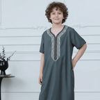 Boys Embroidered Zip-Front Thobe(MKB012) La Vie Bien Boys Embroidered Zip-Front Thobe(MKB012)