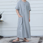 Boys Light Grey Short Sleeve Embroidered Thobe(MKB020) La Vie Bien Boys Light Grey Short Sleeve Embroidered Thobe(MKB020)