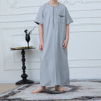 Boys' Thobe with Contrast Stitching & Pockets(MKB033)