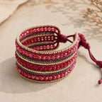 Sol Glass Beaded Gold Chain Elegant Bracelet - Thailand