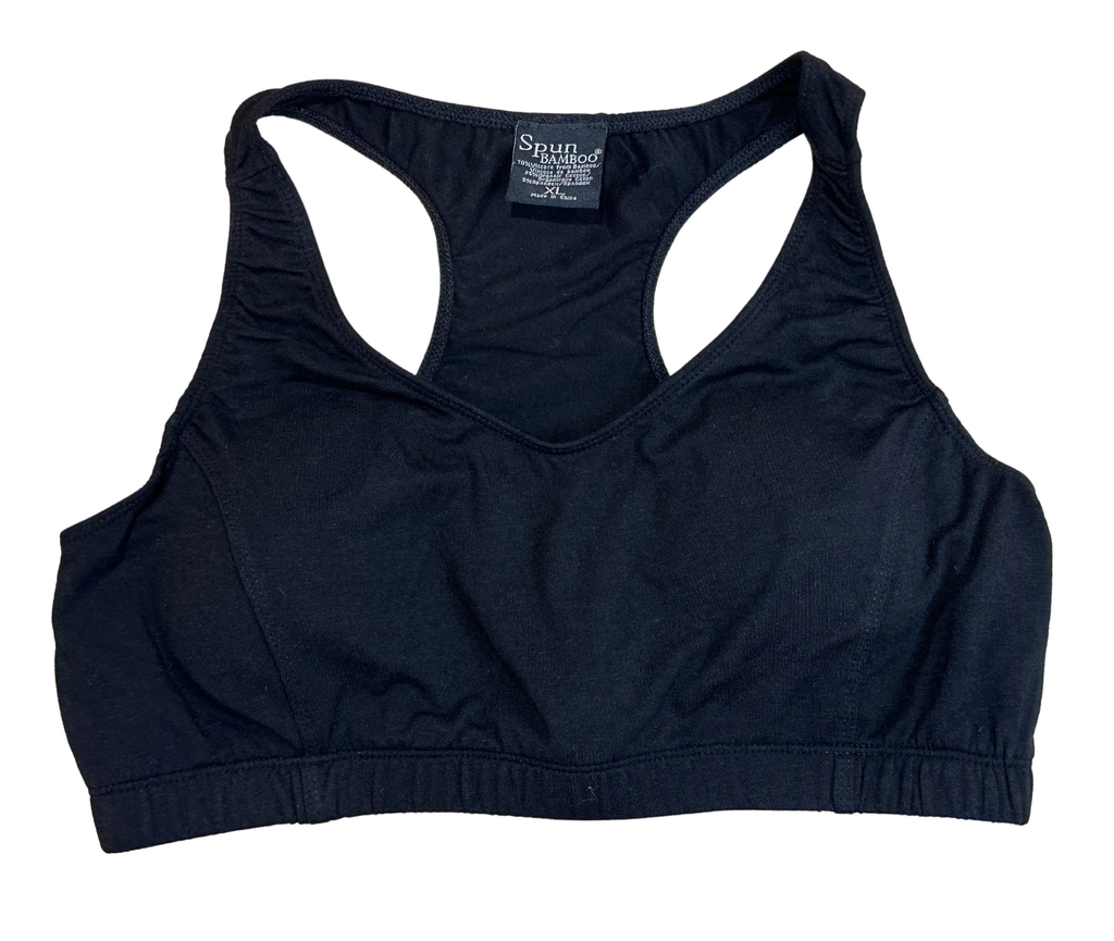New Women's Bamboo Padded Sports Bra in Black by Spun Bamboo