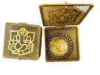 Brass Akhand Diya's with Ghungroo Base in Metal Gift Box with Ganesha Decal La Vie Bien Brass Akhand Diya's with Ghungroo Base in Metal Gift Box with Ganesha Decal