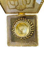 Brass Akhand Diya's with Ghungroo Base in Metal Gift Box with Ganesha Decal La Vie Bien Brass Akhand Diya's with Ghungroo Base in Metal Gift Box with Ganesha Decal