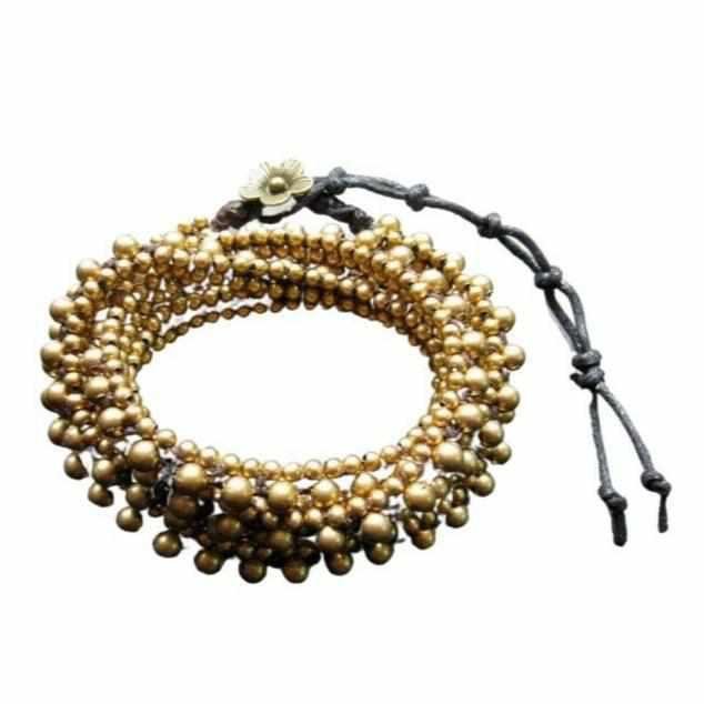 Brass Bead Five Wrap Bracelet - Thailand Bracelets La Vie Bien Brass Bead Five Wrap Bracelet - Thailand