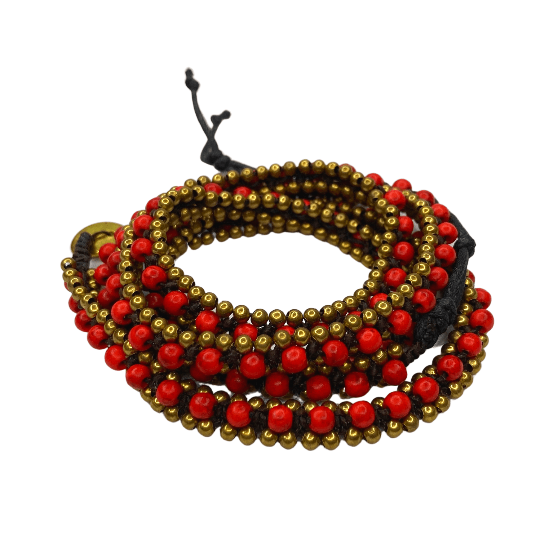 Brass Bead Five Wrap Bracelet - Thailand Bracelets La Vie Bien Brass Bead Five Wrap Bracelet - Thailand