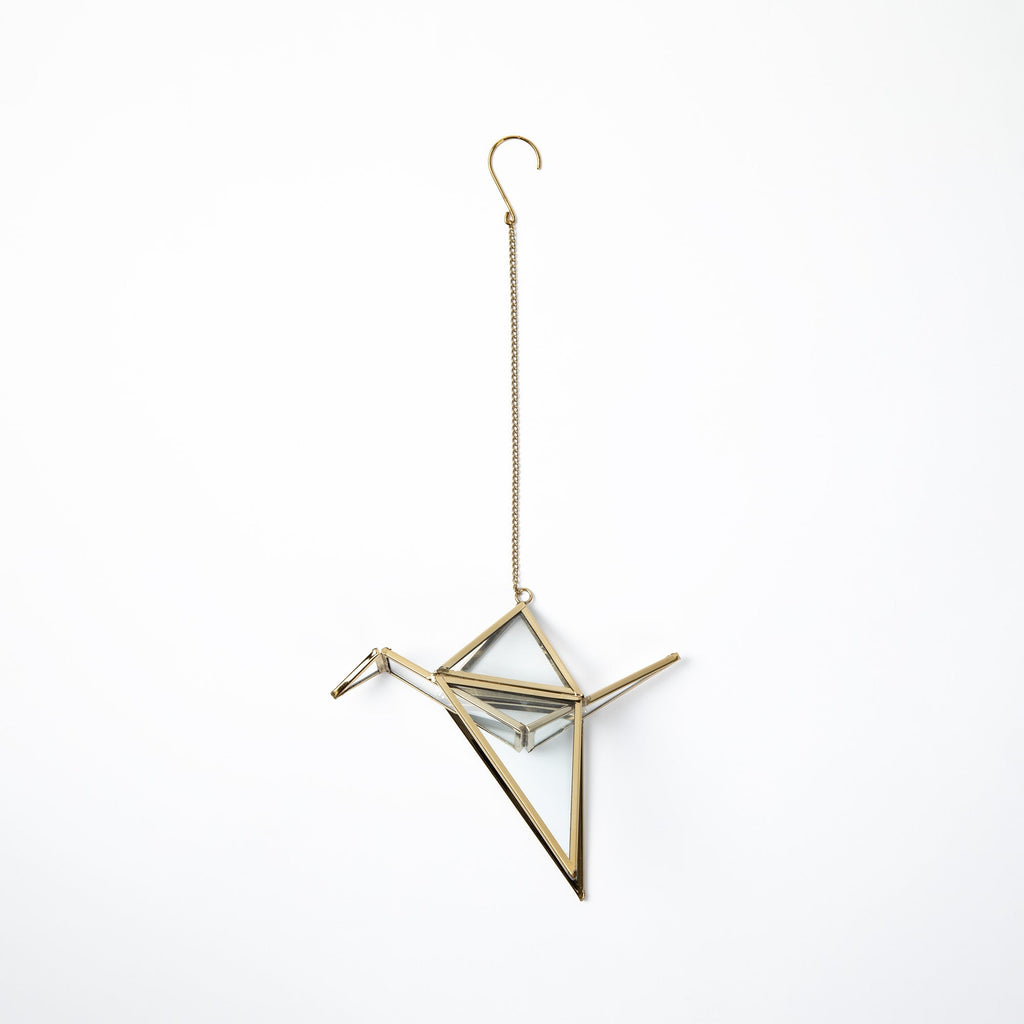 Brass Crane Ornament Animal-themed Ornament La Vie Bien Brass Crane Ornament