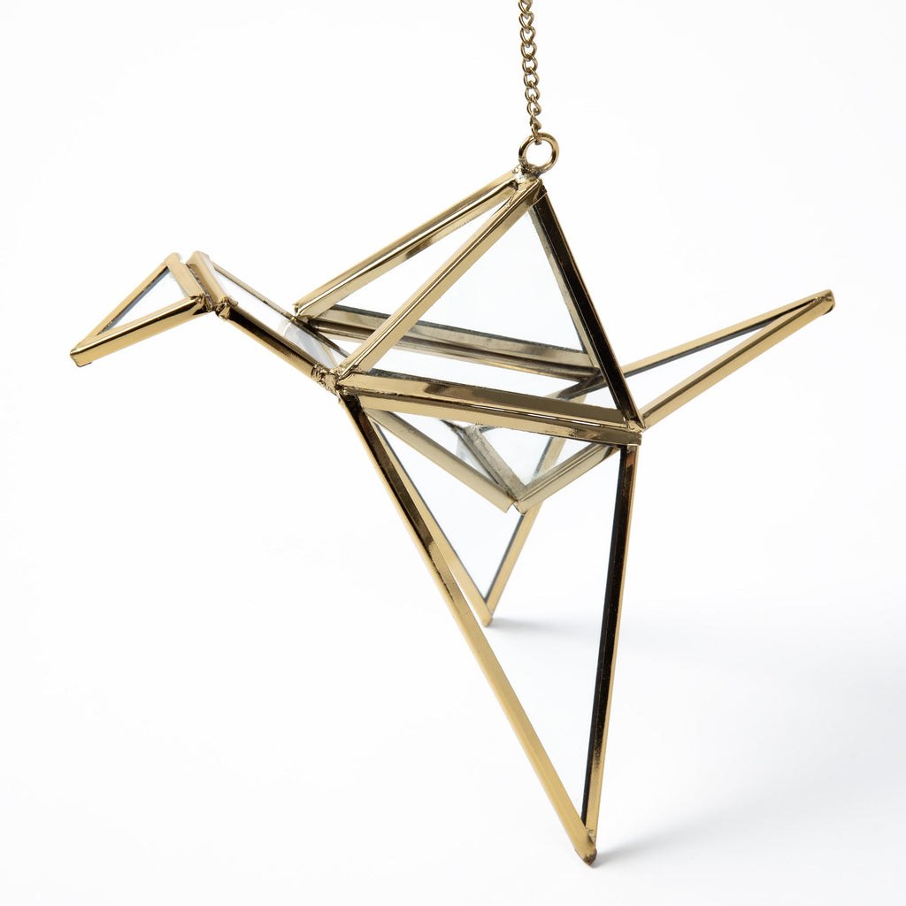 Brass Crane Ornament Animal-themed Ornament La Vie Bien Brass Crane Ornament