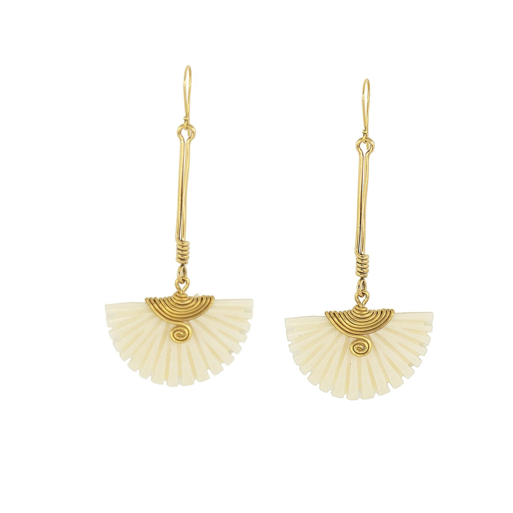 Brass Drop With Bone Earrings for Women - Koa Earrings La Vie Bien Brass Drop With Bone Earrings for Women - Koa