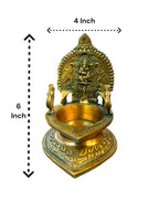 Brass Laxmi Diya with Peacock on Sides Diyas & Samai La Vie Bien Brass Laxmi Diya with Peacock on Sides