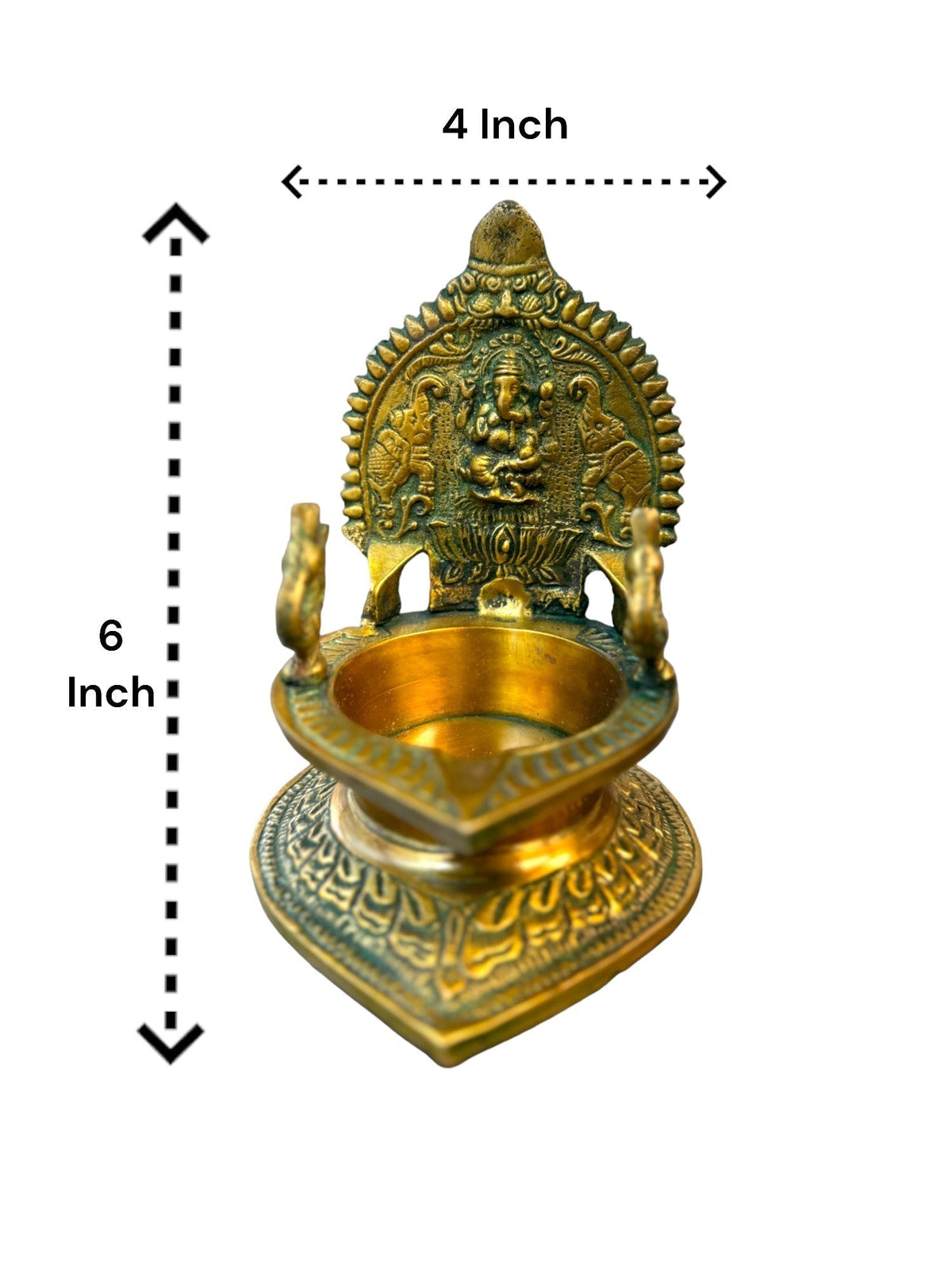 Brass Laxmi Diya with Peacock on Sides Diyas & Samai La Vie Bien Brass Laxmi Diya with Peacock on Sides