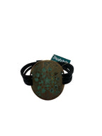 Brass & Leather Bracelet with Ornamental Etching Brass Bangle La Vie Bien Brass & Leather Bracelet with Ornamental Etching
