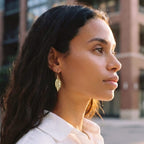 Brass Palm Leaf Earrings for Women - Tawi Earrings La Vie Bien Brass Palm Leaf Earrings for Women - Tawi