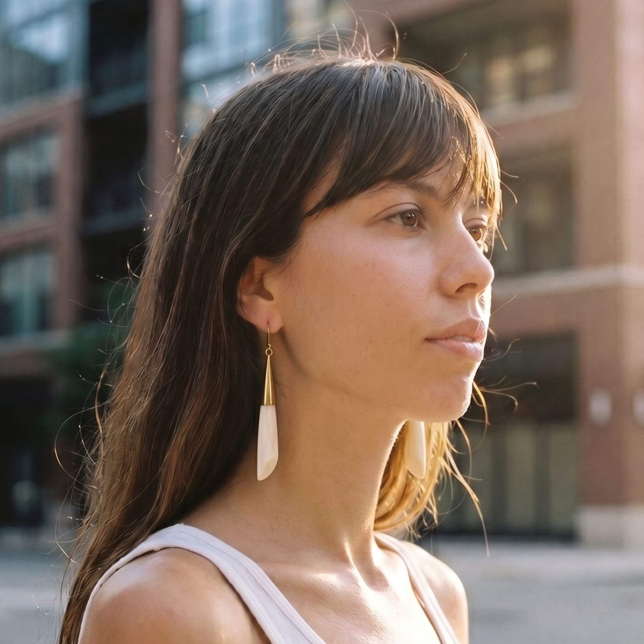 Brass Teardrop and Bone Earrings for Women - Shela Earrings La Vie Bien Brass Teardrop and Bone Earrings for Women - Shela