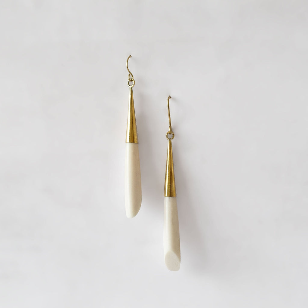 Brass Teardrop and Bone Earrings for Women - Shela Earrings La Vie Bien Brass Teardrop and Bone Earrings for Women - Shela
