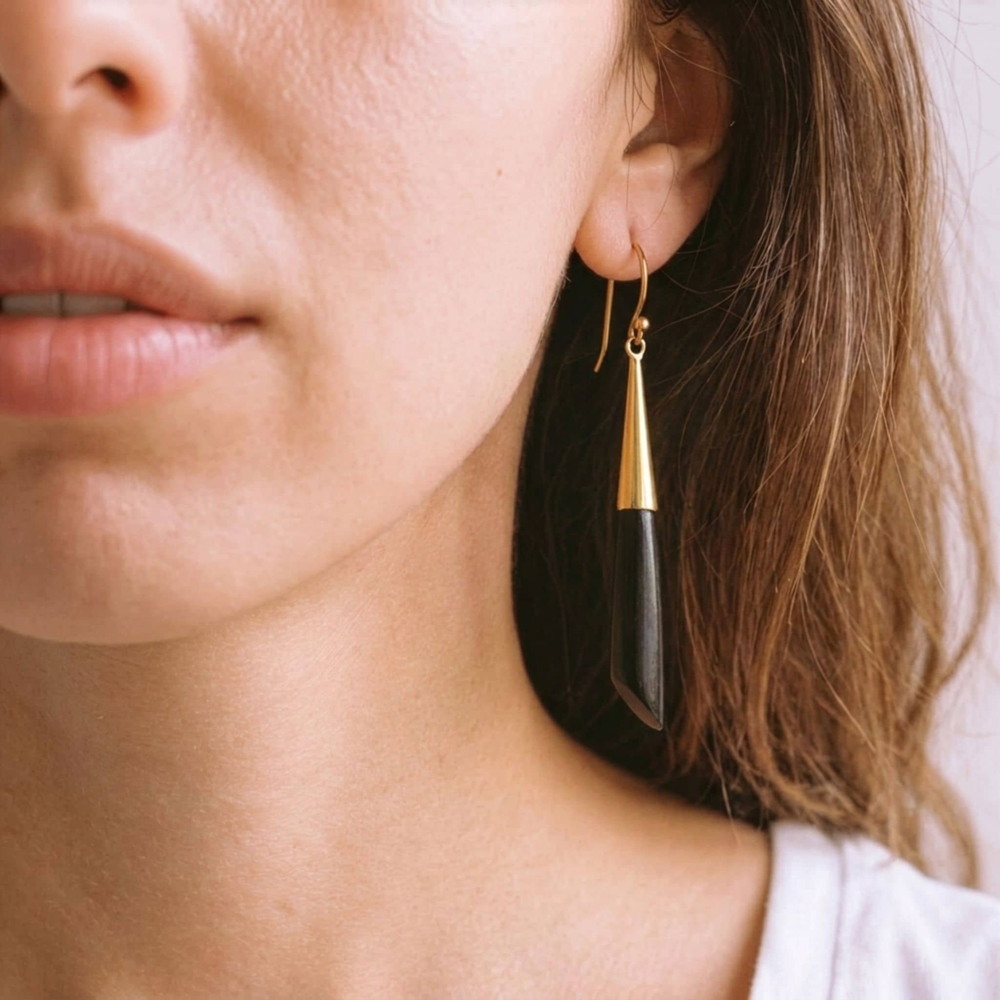 Brass Teardrop and Bone Earrings for Women - Shela Earrings La Vie Bien Brass Teardrop and Bone Earrings for Women - Shela