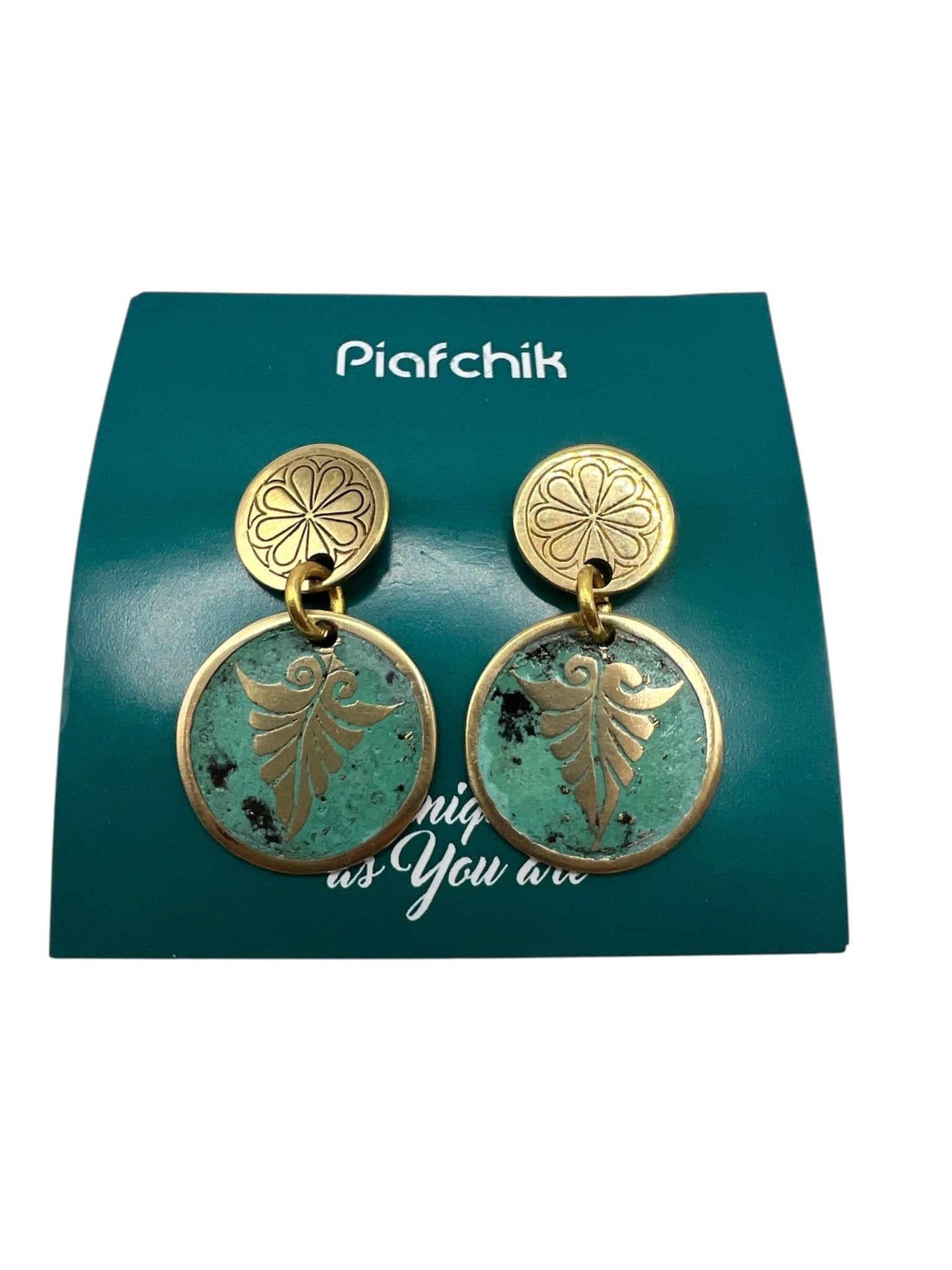 Brass & Turquoise Patina Earrings Brass earring La Vie Bien Brass & Turquoise Patina Earrings