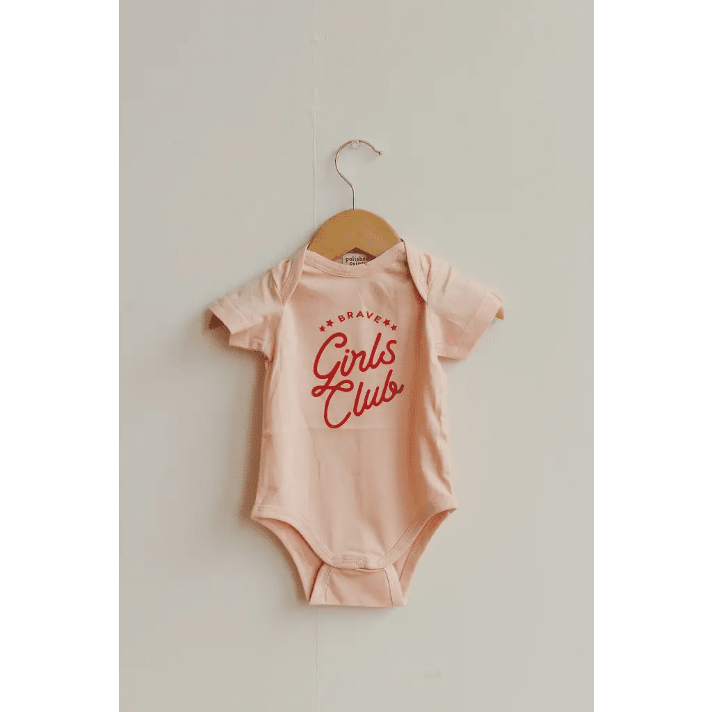 Brave Girls Club Pink Baby Bodysuit by Polished Prints