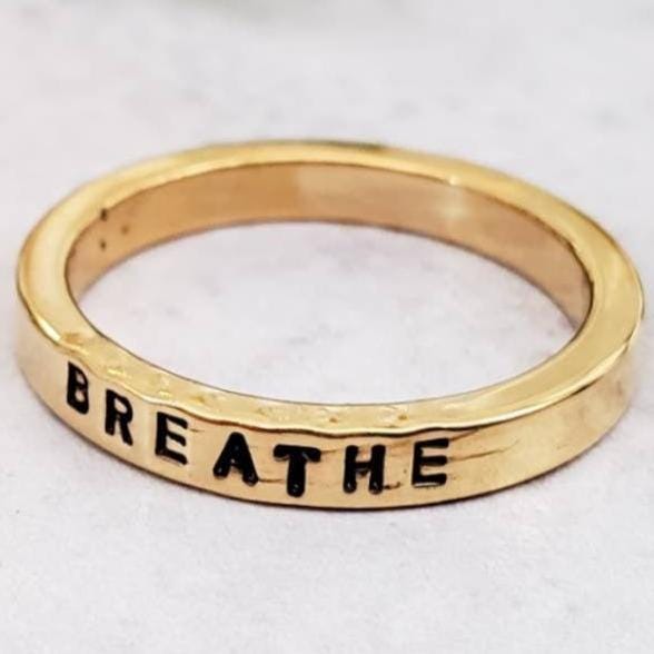 BREATHE Gold Plated Band Ring Finger Rings La Vie Bien BREATHE Gold Plated Band Ring