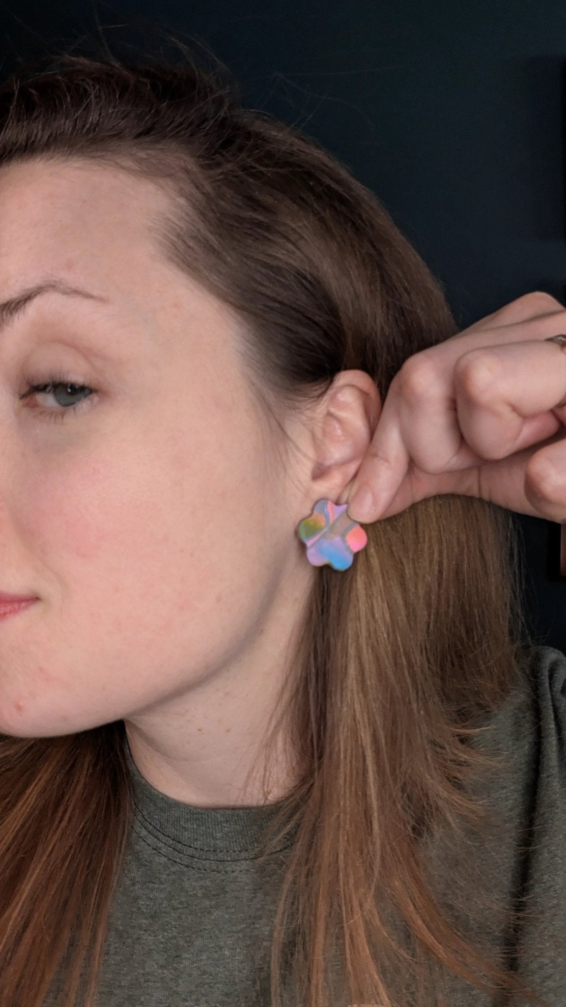 Brightly colored stud flower earrings, for pierced ears, handmade jewelry perfect for gifting, made in Michigan USA. Yellow blue and pink co by My Store