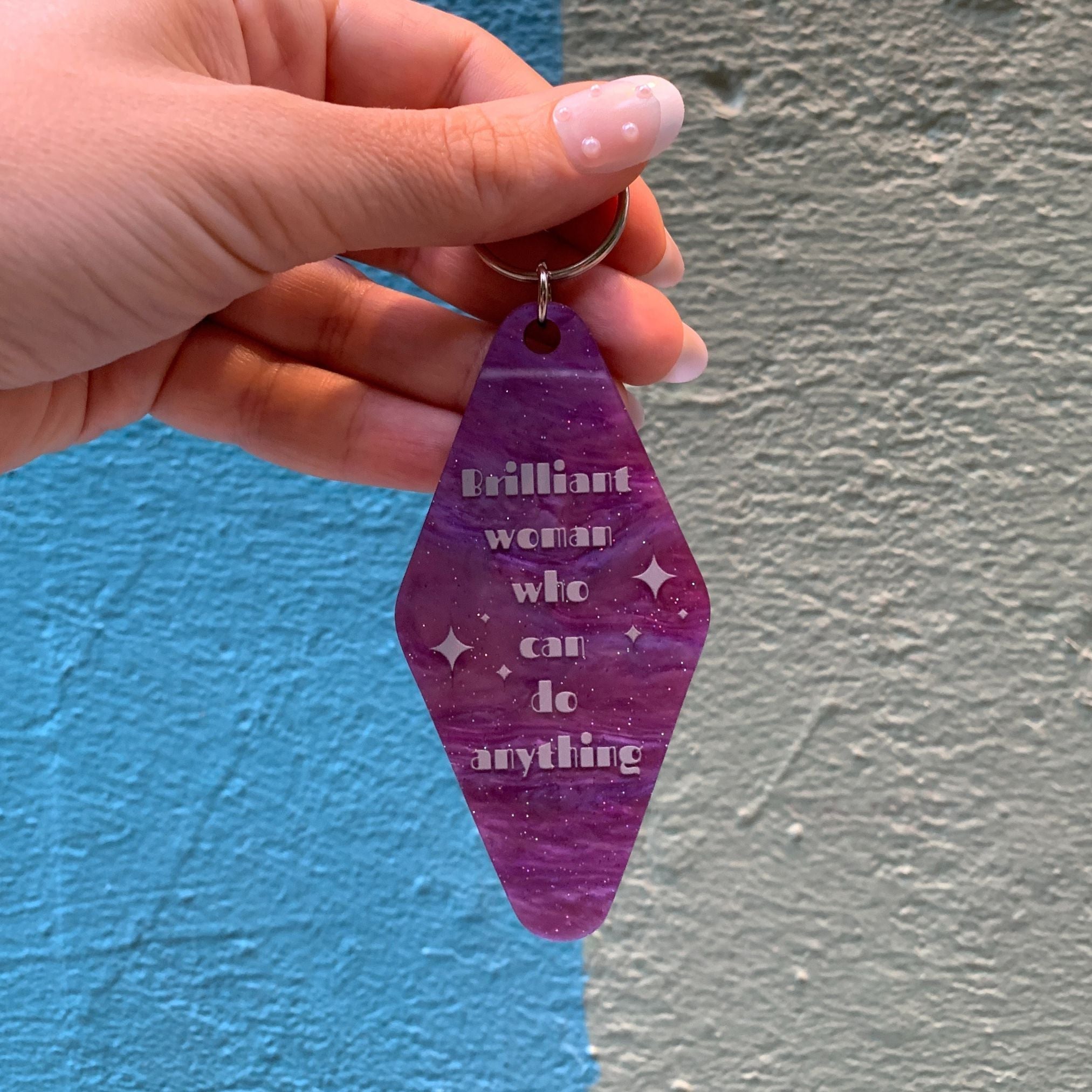 Brilliant Woman Who Can Do Anything Purple Marble Keychain | Gift for Her Keychains La Vie Bien Brilliant Woman Who Can Do Anything Purple Marble Keychain | Gift for Her