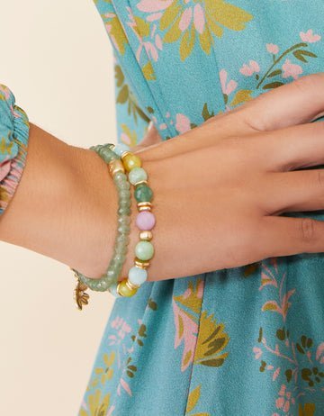 Briolette Stretch Bracelet 8mm Green/Sea Foam Bracelet La Vie Bien Briolette Stretch Bracelet 8mm Green/Sea Foam