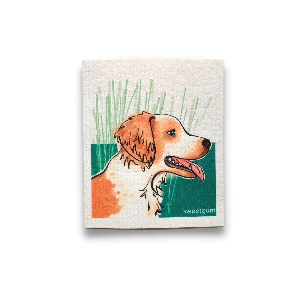 Brittany Spaniel dog Swedish Dishcloth | Sweetgum Home Swedish Dishcloths La Vie Bien Brittany Spaniel dog Swedish Dishcloth | Sweetgum Home