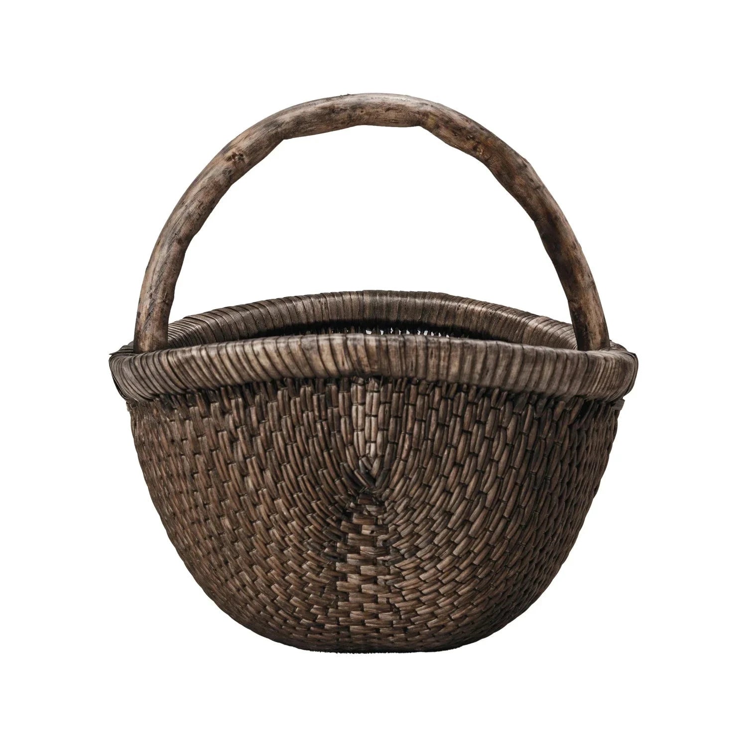 Brodi Decorative Hand-Woven Wicker Basket – Vintage Reproduction, Antique Finish by White Cliff Studio
