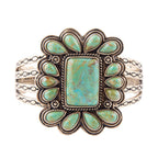 Blue Turquoise Golden Statement Cuff Bracelet