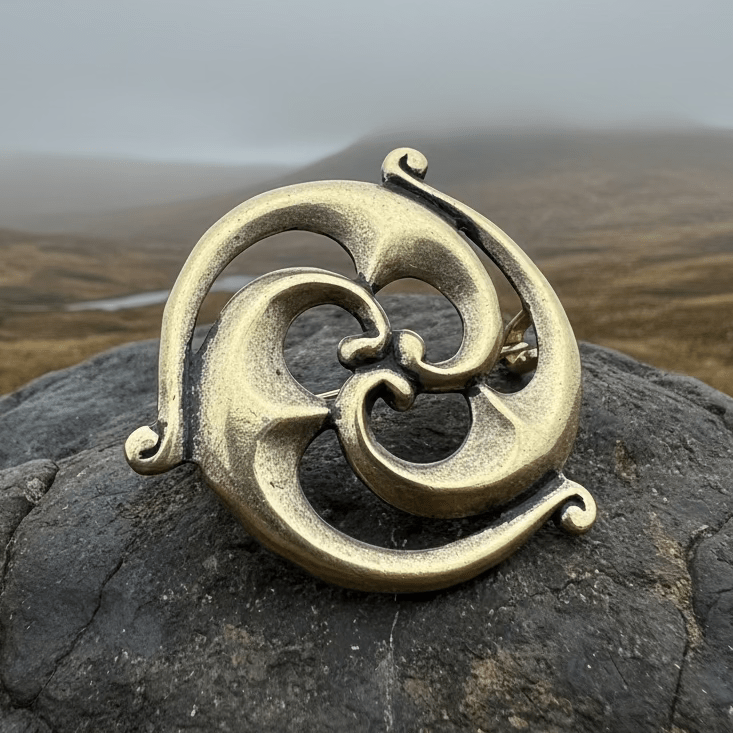 Bronze Gallo-Roman Triquetra Brooch - Bronze Historical Reproduction Pin Brooch La Vie Bien Bronze Gallo-Roman Triquetra Brooch - Bronze Historical Reproduction Pin