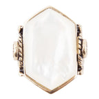 Golden Bronze White Mother of Pearl Ring by Barse Jewelry