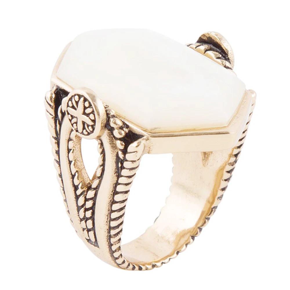 Golden Bronze White Mother of Pearl Ring by Barse Jewelry