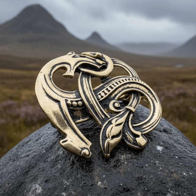 Bronze Viking Dragon Brooch - Bronze Historical Reproduction Pin Brooch La Vie Bien Bronze Viking Dragon Brooch - Bronze Historical Reproduction Pin