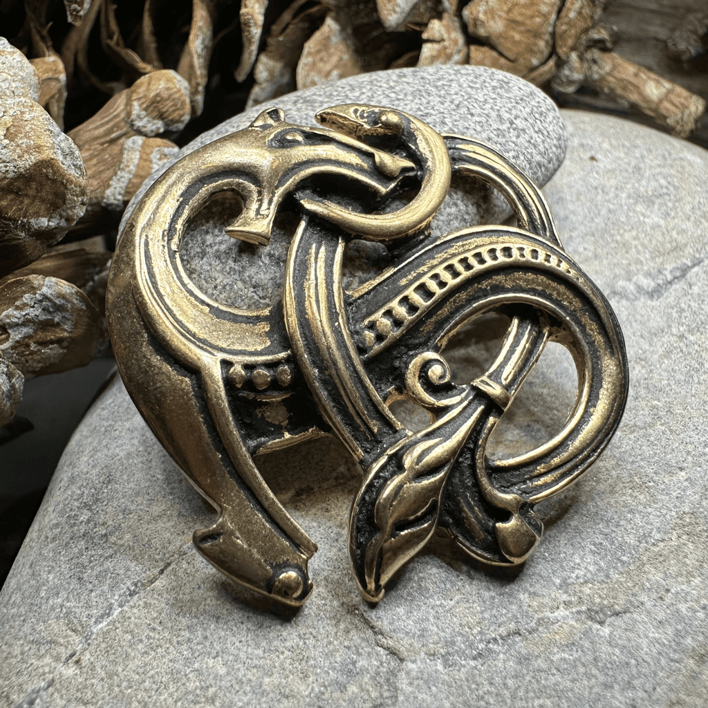 Bronze Viking Dragon Brooch - Bronze Historical Reproduction Pin Brooch La Vie Bien Bronze Viking Dragon Brooch - Bronze Historical Reproduction Pin