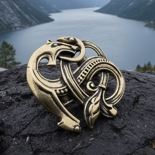 Bronze Viking Dragon Brooch - Bronze Historical Reproduction Pin Brooch La Vie Bien Bronze Viking Dragon Brooch - Bronze Historical Reproduction Pin