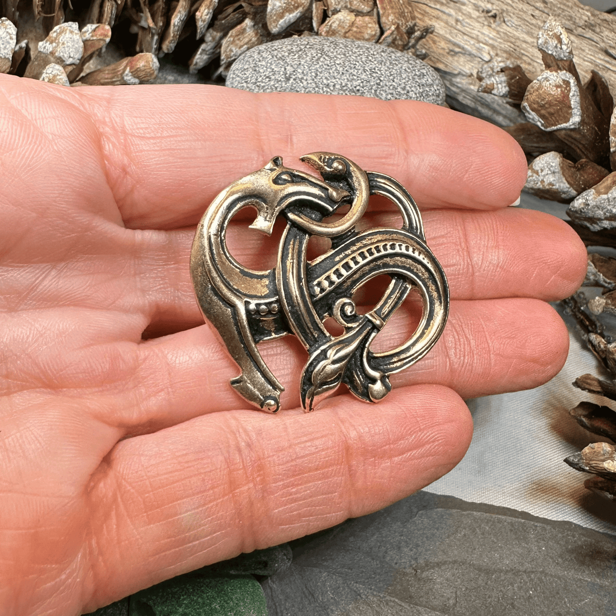 Bronze Viking Dragon Brooch - Bronze Historical Reproduction Pin Brooch La Vie Bien Bronze Viking Dragon Brooch - Bronze Historical Reproduction Pin