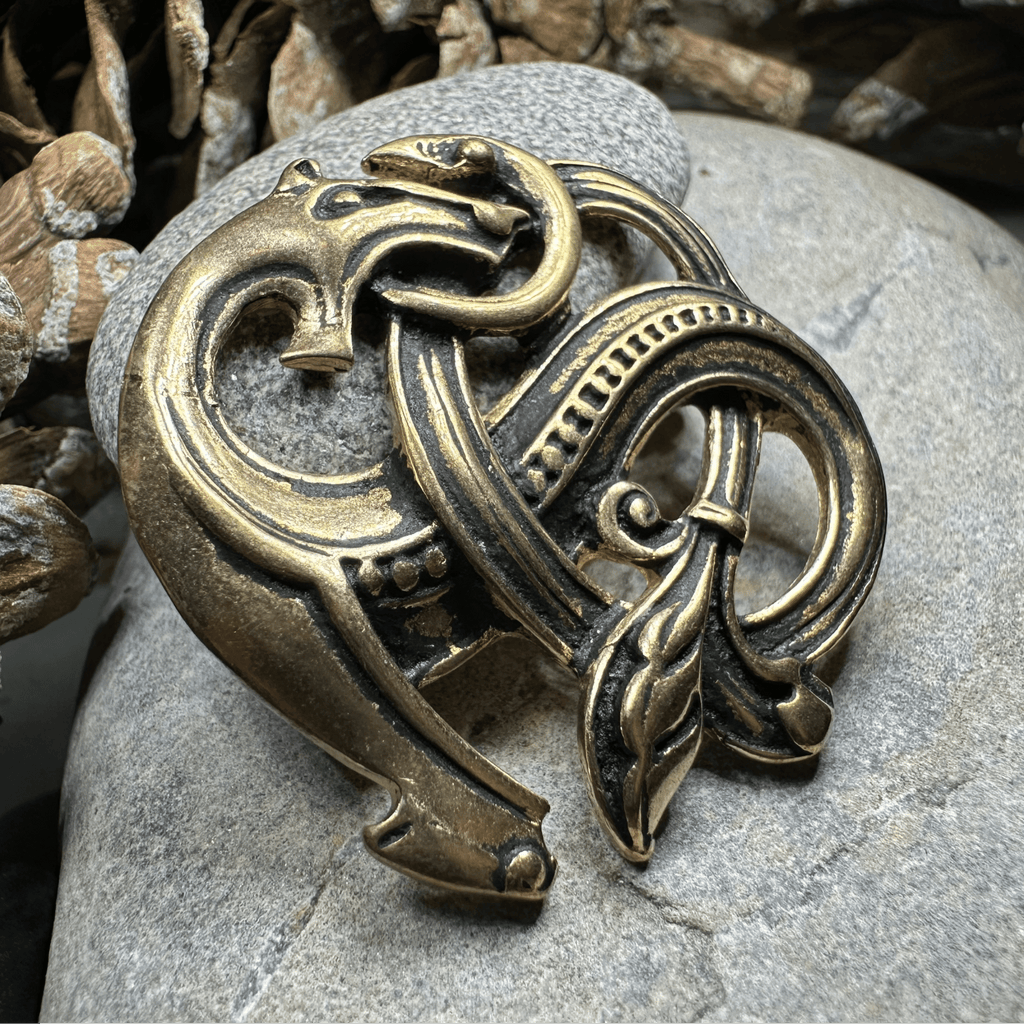 Bronze Viking Dragon Brooch - Bronze Historical Reproduction Pin Brooch La Vie Bien Bronze Viking Dragon Brooch - Bronze Historical Reproduction Pin
