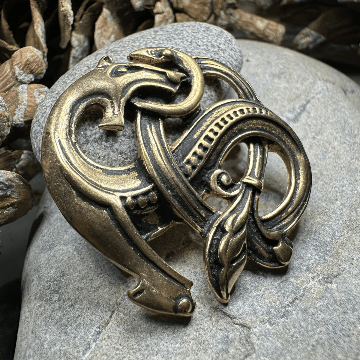 Bronze Viking Dragon Brooch - Bronze Historical Reproduction Pin Brooch La Vie Bien Bronze Viking Dragon Brooch - Bronze Historical Reproduction Pin