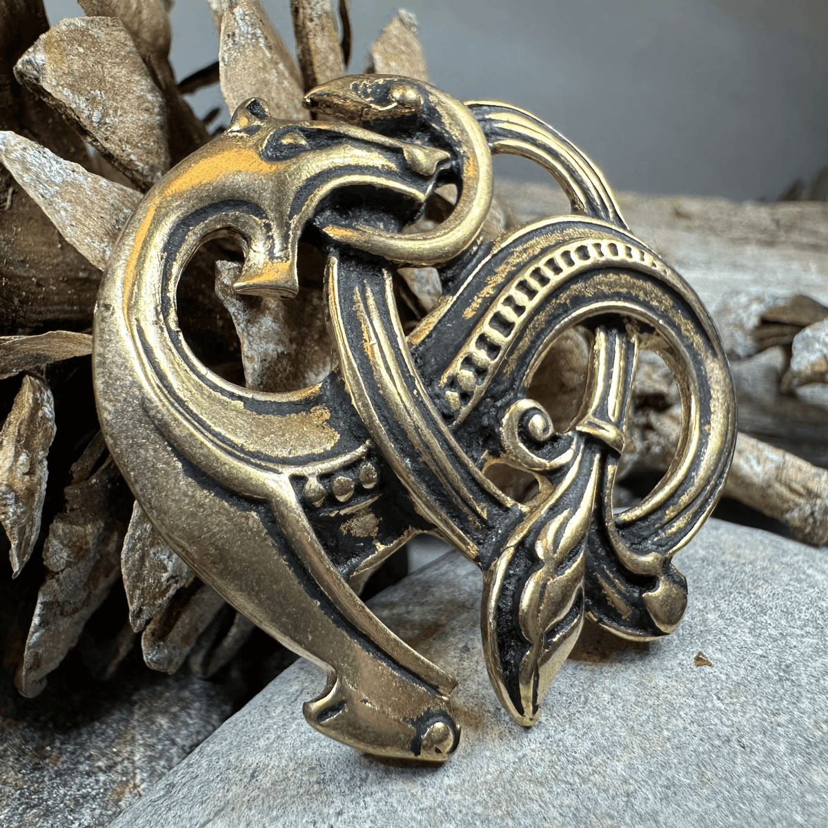 Bronze Viking Dragon Brooch - Bronze Historical Reproduction Pin Brooch La Vie Bien Bronze Viking Dragon Brooch - Bronze Historical Reproduction Pin