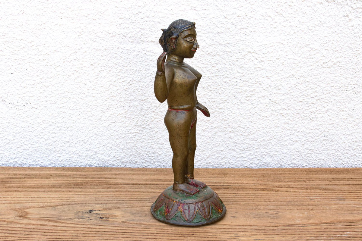 Bronze Yakshini Devotional Attendant Figure Accents La Vie Bien Bronze Yakshini Devotional Attendant Figure