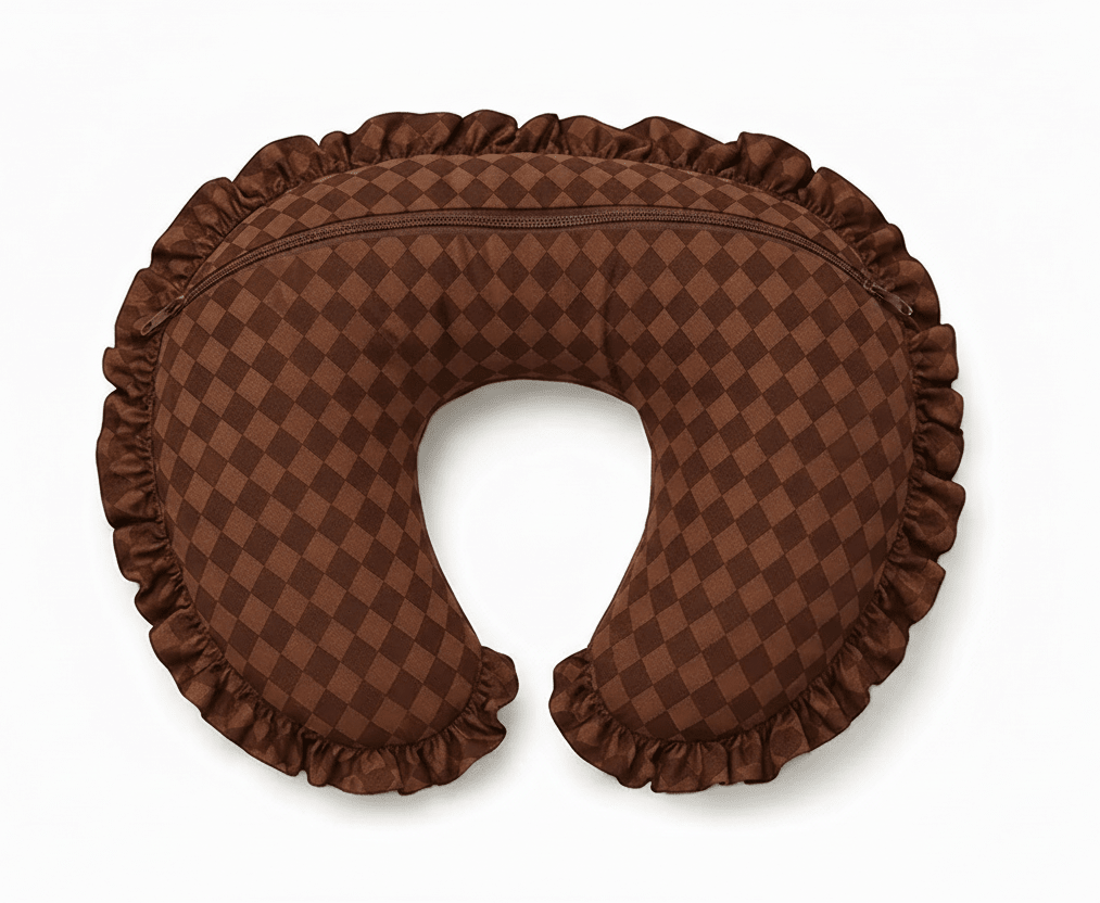 Brown Diamond Ruffle Nursing Pillow Cover La Vie Bien Brown Diamond Ruffle Nursing Pillow Cover