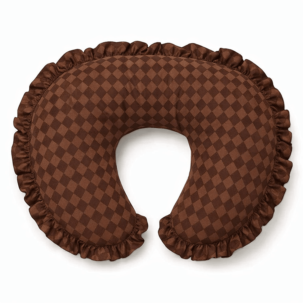 Brown Diamond Ruffle Nursing Pillow Cover La Vie Bien Brown Diamond Ruffle Nursing Pillow Cover