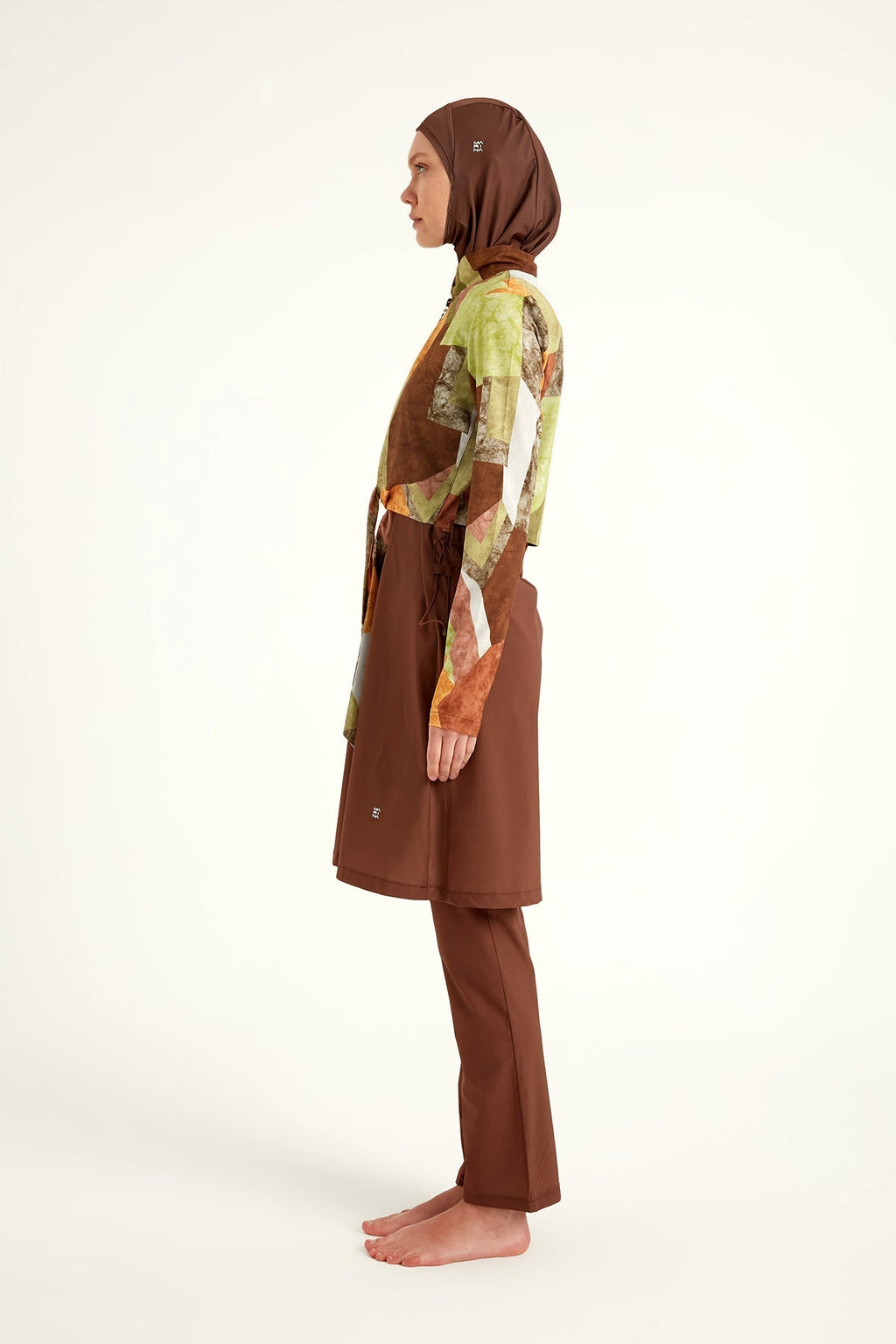 Brown Full Coverage Modest Swimwear Burkini Set M2530-1 Covered Burkini Swimwear La Vie Bien Brown Full Coverage Modest Swimwear Burkini Set M2530-1