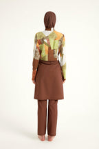 Brown Full Coverage Modest Swimwear Burkini Set M2530-1 Covered Burkini Swimwear La Vie Bien Brown Full Coverage Modest Swimwear Burkini Set M2530-1