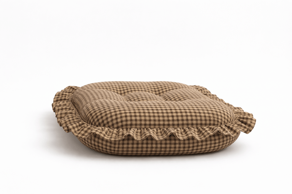 Brown Gingham Ruffle Baby Lounger Cover La Vie Bien Brown Gingham Ruffle Baby Lounger Cover
