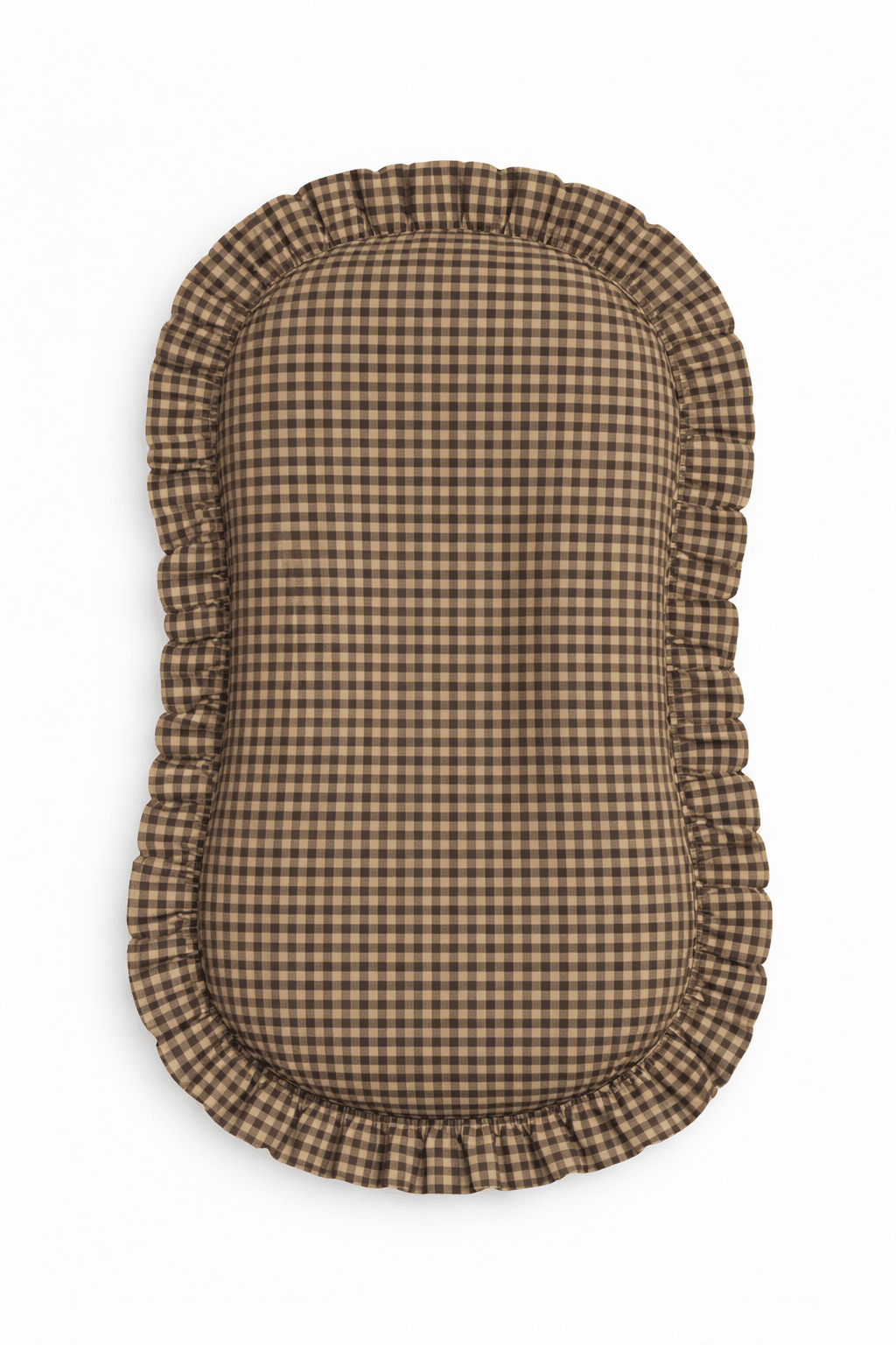 Brown Gingham Ruffle Baby Lounger Cover La Vie Bien Brown Gingham Ruffle Baby Lounger Cover