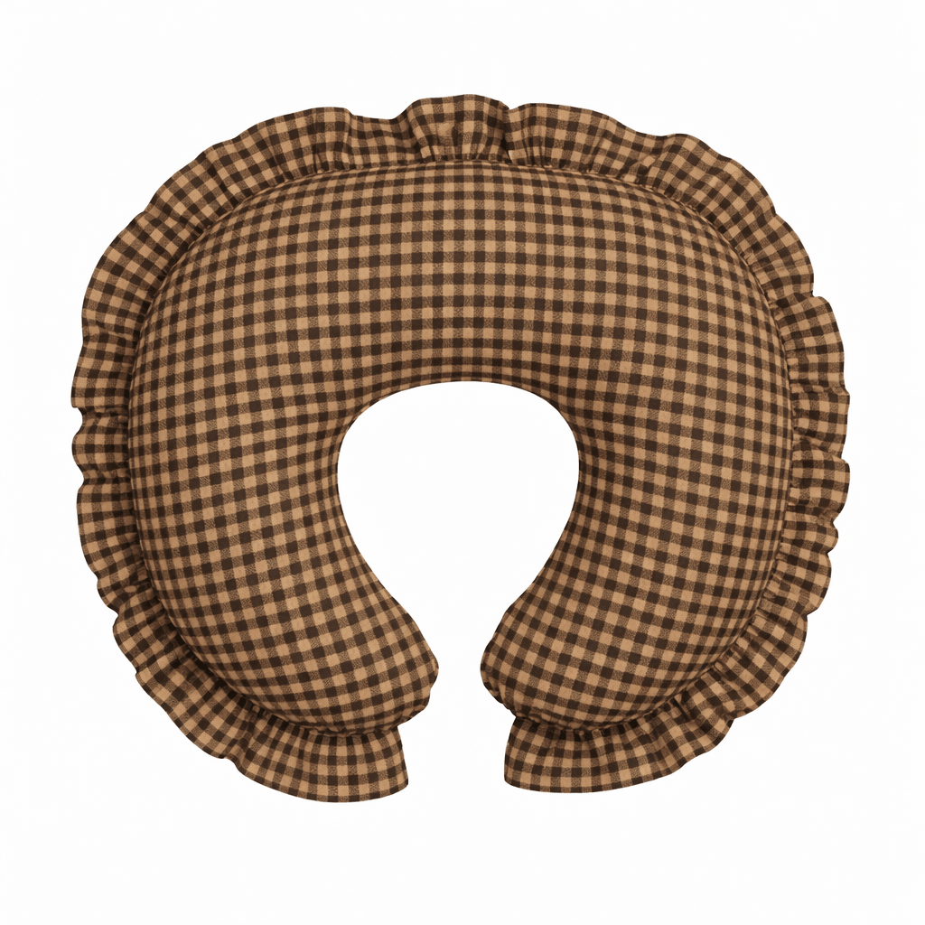 Brown Gingham Ruffle Nursing Pillow Cover La Vie Bien Brown Gingham Ruffle Nursing Pillow Cover