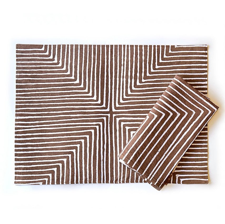 Brown Mitsetse Napkins - Set of 2 La Vie Bien Brown Mitsetse Napkins - Set of 2